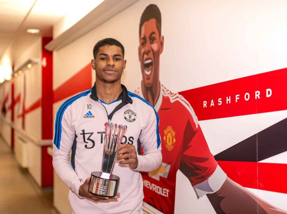 Marcus Rashford đã được người hâm mộ bình chọn là Cầu thủ xuất sắc nhất tháng 2/2023 tại Giải bóng đá Ngoại hạng Anh Vertu Motors.